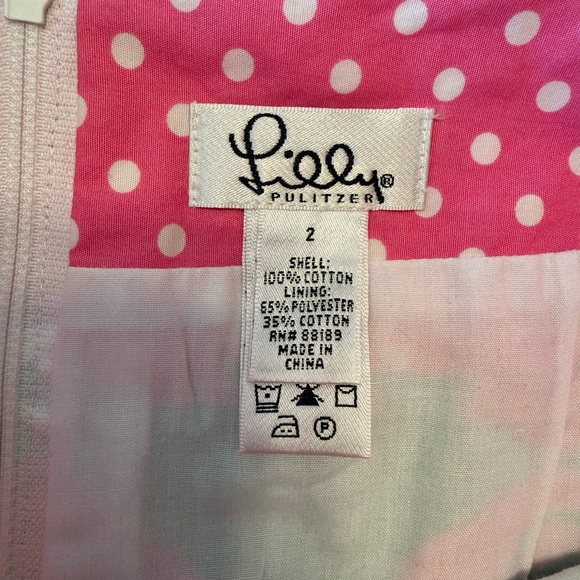 Lily Pulitzer Patch of Paradise White Eyelet Hem Skirt Women's 2 Pink And Green - Picture 4 of 6